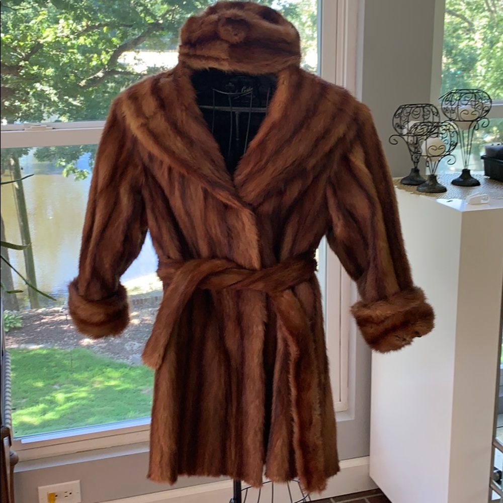Authentic Vintage Fur 3/4 Length Coat & Hat